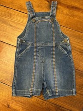 Hanna Andersson Denim Shorts Overalls Rainbow Stitching, Sz: 120 6-7