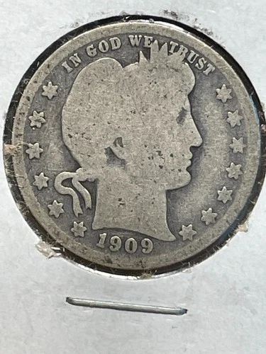 1909O Barber 90% Silver Quarter Good+ #59.