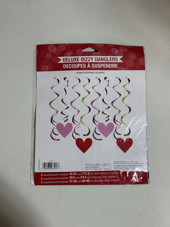 Valentine Hearts Gold Hanging Deluxe Dangler Valentines Day Hanging Decorations - Image 3 of 4