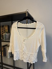 Vintage 100% Pima Cotton Crochet Button Cardi...