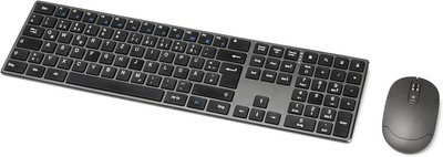 Amazon Basics Kabelloses Tastatur- und Maus-Set QWERTZ DE, Schwarz