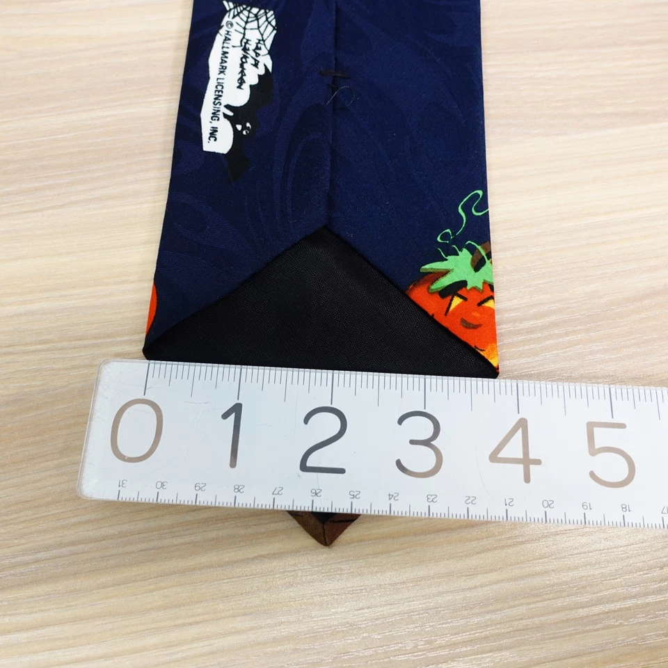 Corbata de cuello de Halloween para hombre azul marino calabaza Jack O linterna otoño vacaciones sello Foto 4 de 4