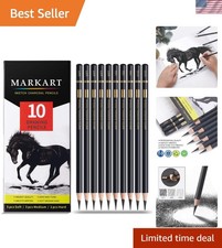Professional Charcoal Pencils Drawing Set, 10 Pcs Soft Medium Hard