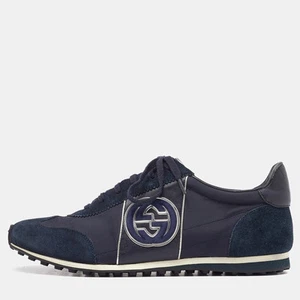 Baskets basses Gucci bleu/argent daim et nylon GG taille 43