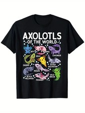 Axolotls of the World Graphic T-Shirt for Youngsters 100 Cotton, Cute Kawaii