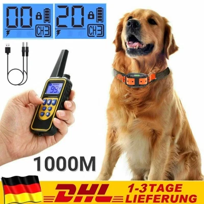 MARKENLOS 1000M Hund Ausbildung Stromschlag Erziehungshalsband Hunde Vibration TonFunktion