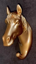 Horse Head Gold Tone Resin Wall Hanging Hook Key Coat Home Decor Animal