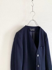 tricot COMME des GARCONS 80s Wool Collarless Long Jacket Women's FA BGA