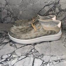 Hey Dude Wendy Rise Leopard Print Gray Tan Womens Slip On Sz 8 Shoe