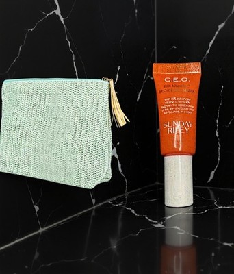Sunday Riley C.E.O. Vitamin C Serum + Woven Cosmetic Bag Set NEW