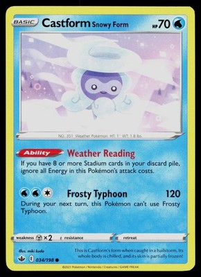 CASTFORM SNOWY FORM 034/198 COMMON CHILLING REIGN POKEMON NM