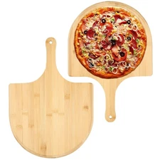 2 Pack Pizza Peel 12 Inch, Natural Bamboo Pizza Spatula Wooden Pizza Spatula ...