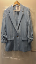 MNG Damen Blazer Hellblau Gr. L Langarm 1-Kno...