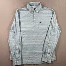 Johnnie O Hangin Out Brummer Long Sleeve Polo Shirt Men Medium Blue Gray Heather