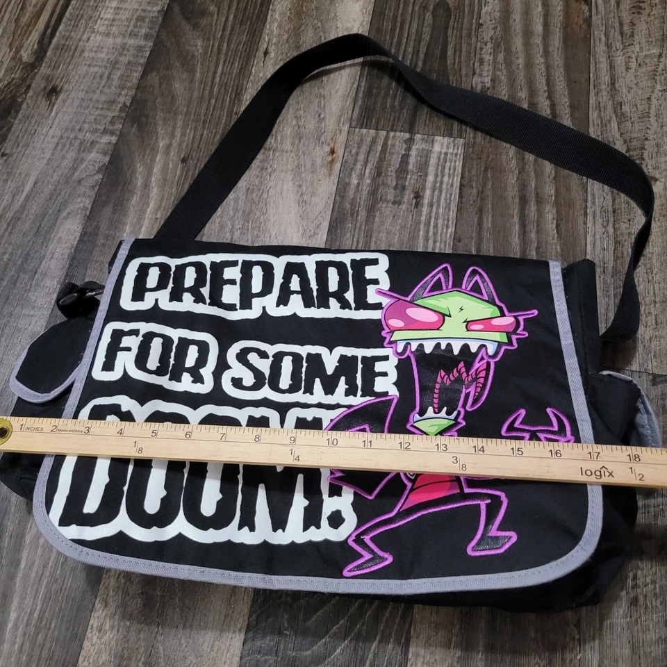 Bolso Mensajero Vintage Invader Zim GIR 2005 Nickelodeon Prepárate para Some Doom Foto 3 de 4