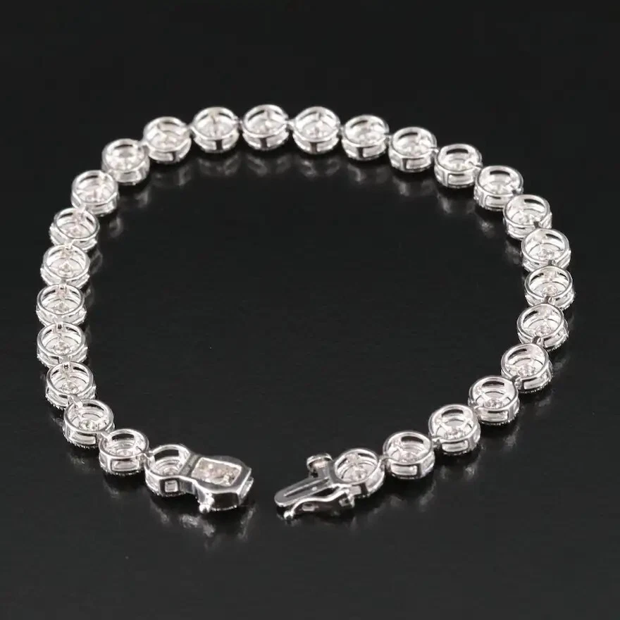 Теннисный браслет из стерлингового серебра с натуральными бриллиантами общим весом 0,51 карата - элегантный и доступный - Изображение 3 из 4