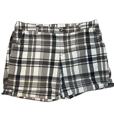 Lane Bryant Black and White Plaid Checkered 100% Cotton Shorts Size 22