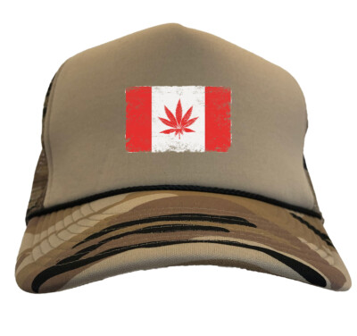 Canadian Pot Leaf Flag - Stoner Pothead Weed Camoflauge Trucker