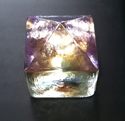 Briefbeschwerer aus Glas: Haus Pyramide bermuda blue  520 gr - 6 x 6 x 7 cm Neu