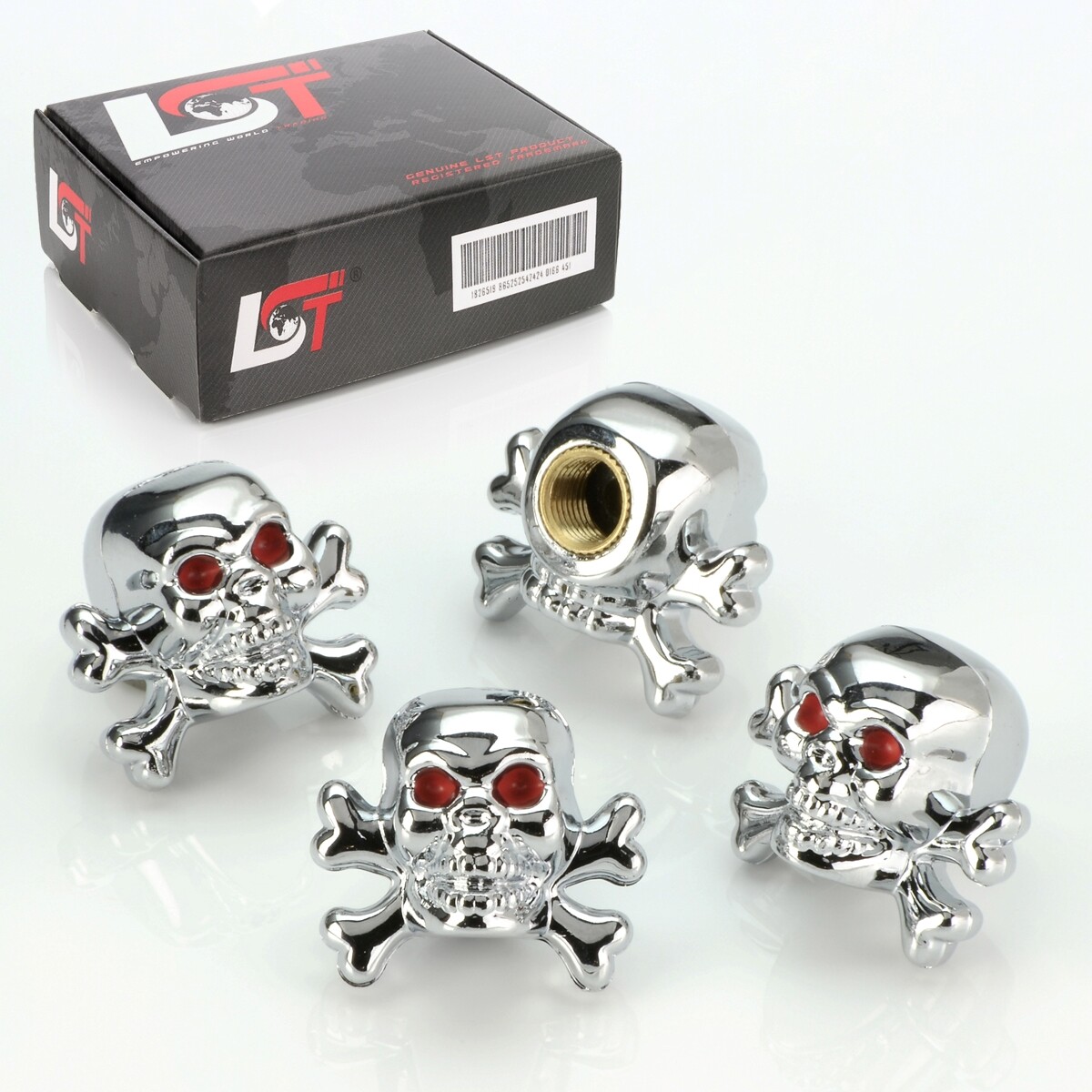 4x Valve Cap Tire Valve Skull Crossbones Silver for Car Truck Motorcycle