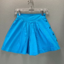 Vintage 80s Womens Shorts Side Button Blue Mom Shorts Size 7 23" Waist Pleated
