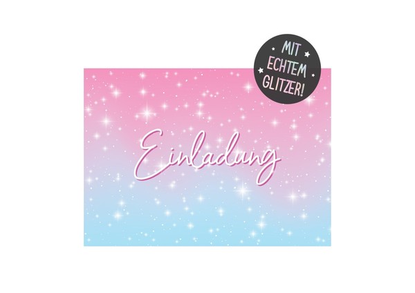 Friendly Fox Glitzer Einladung, 12 Glitzer Einladungskarten Kindergeburtstag-image