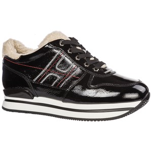 black patent leather trainers