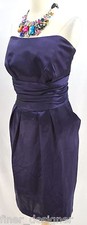 Davids Bridal wedding Cocktail Dress lapis purple satin 83707 strapless dress 18