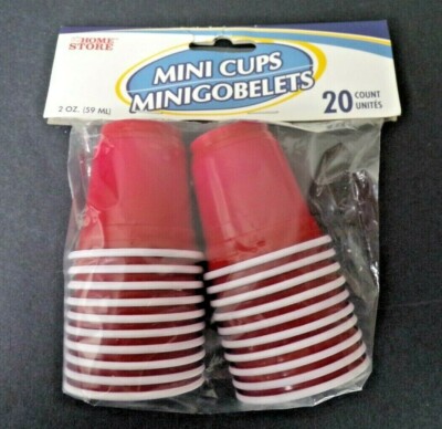 Home Store 2 oz Red Mini Cups Plastic Shot Glasses 20 Count New