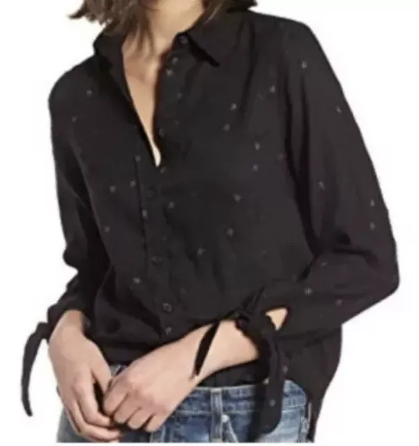 RAILS Women XS Black Star Embroidered Button Up Robyn Shirt U