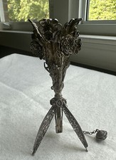 Victorian Silver Filigree Tripod Tussie Mussie Posy Holder