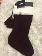 UGG Lita Christmas stocking Cable sweater Cabernet New