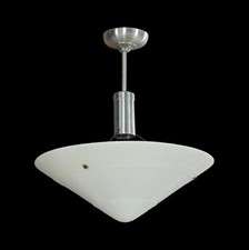 1950s Mid Century White Cast Glass Pendant Light