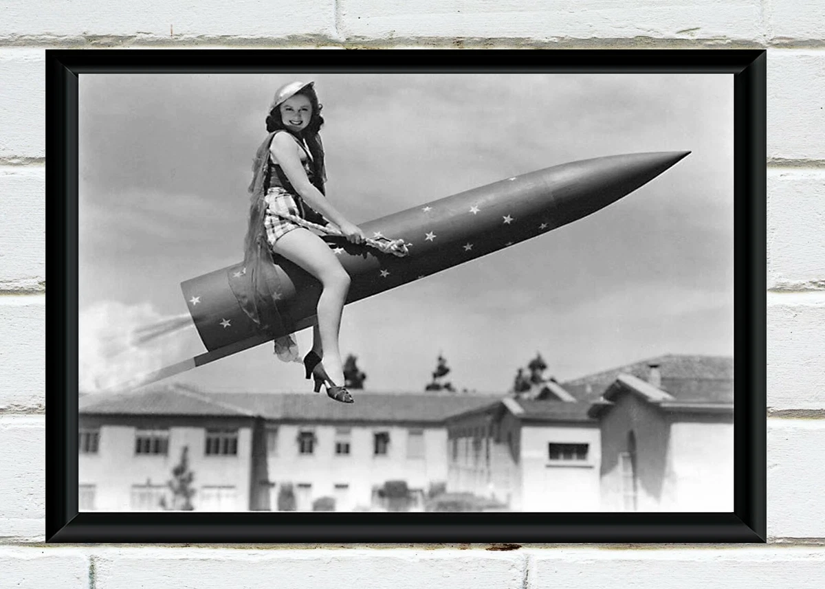 Vintage Women Riding Rocket
