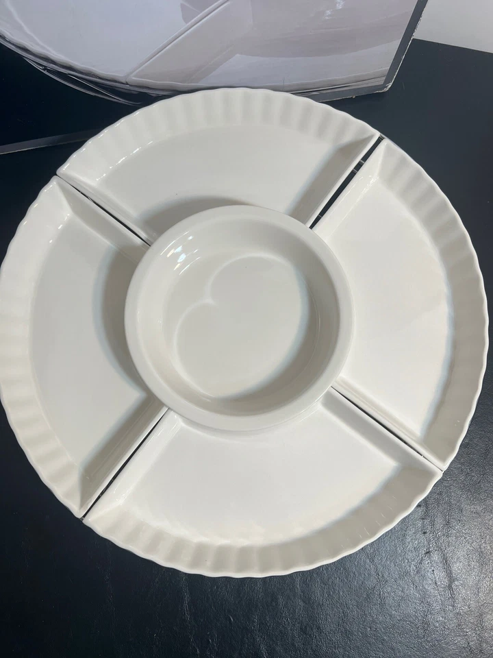 Godinger 6325 Siena Six Piece Lazy Susan White Porcelain Chrome Plated Rack - Image 4 of 4