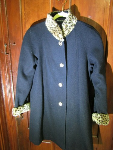 Black Coat- Faux Leopard Fur- Meduim 