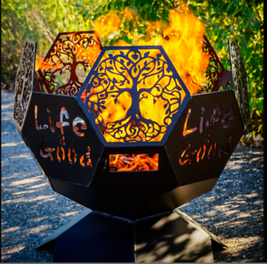 Geodesic Wood Burning Fire Bowl Heavy, Geodesic Fire Pit