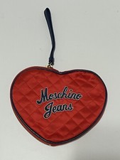 Vtg MOSCHINO JEANS RED HEART SHAPE WRISTLET BAG