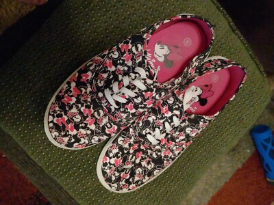 Disney Minnie Mouse Black Red/pink White Canvas Sneakers Sz