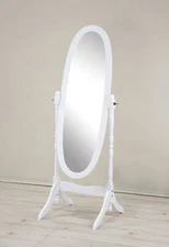 Queen Style Wood Full Body Mirror Standing Reflection Decor Home Bedroom White