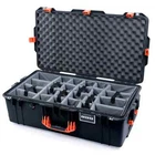 Black & Orange Pelican 1615 case with grey CVPKG padded dividers. With wheels.