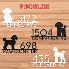 Poodle Custom Address Sign - 4 Designs, 12-36 Inch - Metal House Wall Plaque