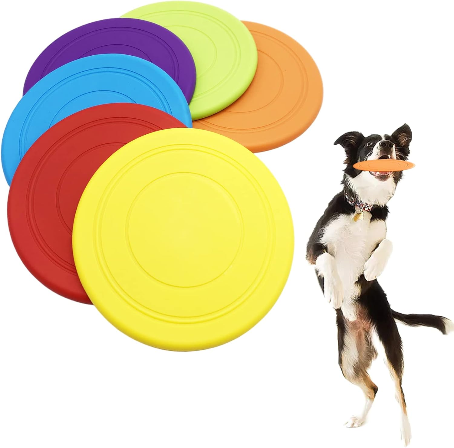 6 Pack Soft Floating Dog Discs for Small Breeds - Interactive Flying Saucer