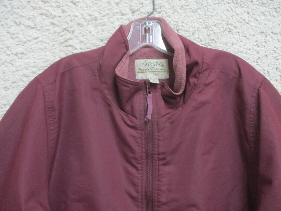 Cabelas Jacket 2XL XXL Red Full Zip Pockets Fleece Lined Windbreaker Logo Mens - Image 2 of 4