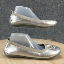 Michael Kors Shoes Youth 3 Olympia Ballet Flats Silver Faux Leather Metallic
