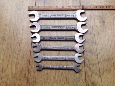 6 Vintage Eagle Marke Super Chrom 9/16'' bis 1/8'' Whitworth Maulschlüssel.D.