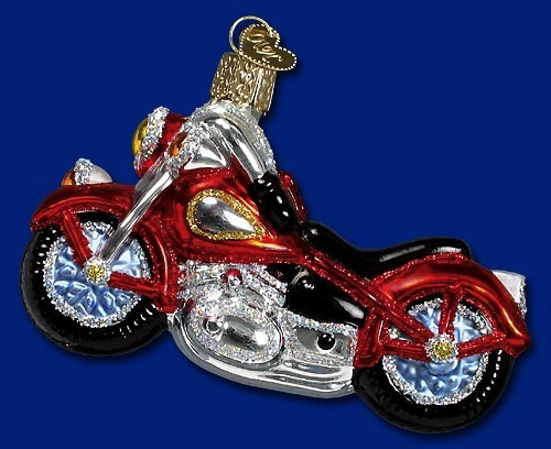 christmas glass harley davidson type chopper ornament 46008