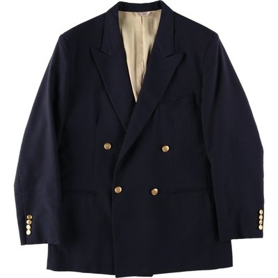 Used Hunting Horn Peak Lapel Double-Breasted Navy Blazer Tailored Jacket Mad...