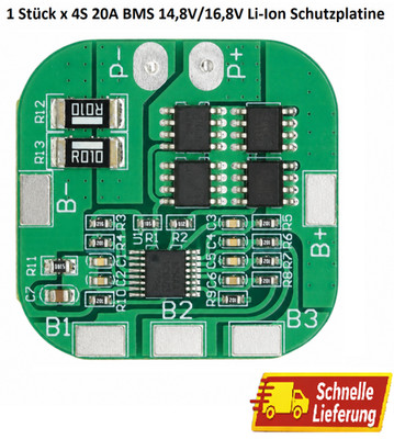 4S 20A BMS 14,8V/16,8V Li-Ion Schutzplatine PCM für 18650 Akku Batterie
