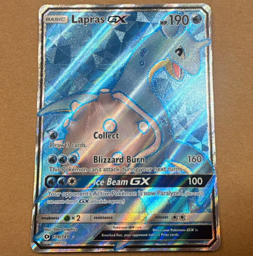 Lapras Pokemon TCG Lapras GX 139/149 SM Base Set Full Art Holo ENG 2017 HP190